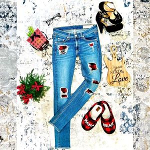 Rag & Bone Skinny Jeans Sz 27 Sloane Plaid Repair